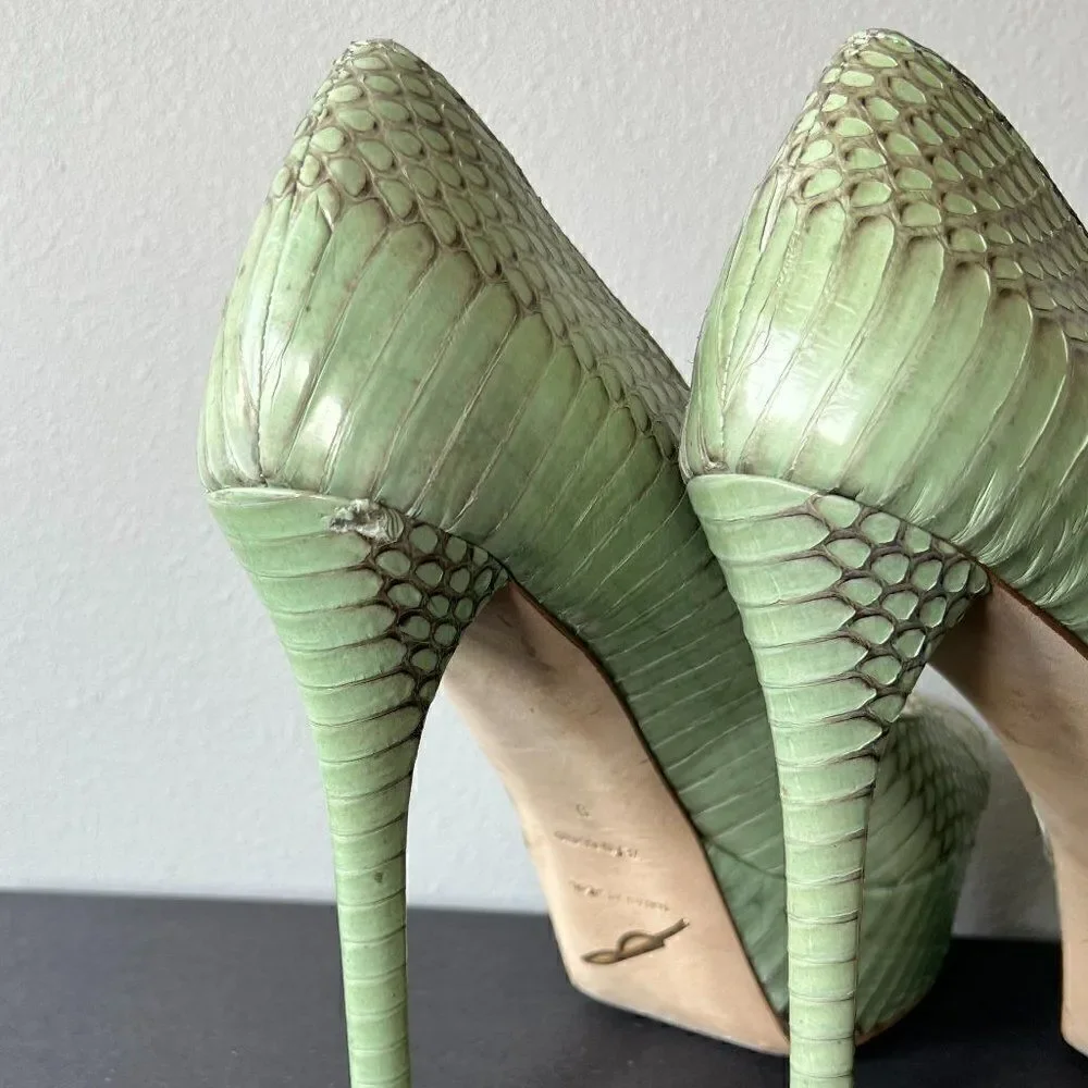 Brian Atwood Snake Platform Peep Toe Pumps Size 9